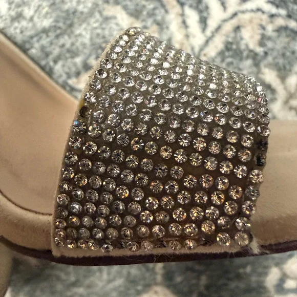 Call It Spring Silver Rhinestone Block Heel Sandals - Picture 3 of 6